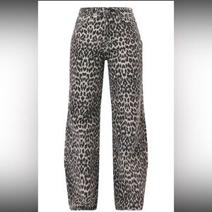 leopard print denim wide leg denim jeans.